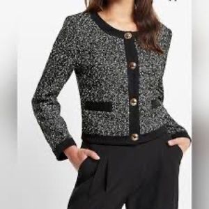 Express Tweed-style collarless jacket/blazer
